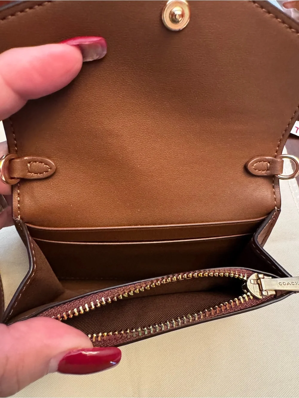 Coach Brown Signature Mini Wallet Crossbody